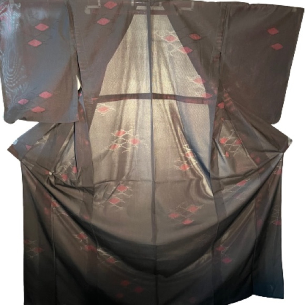 Summer kimono black /Sha geometric pattern